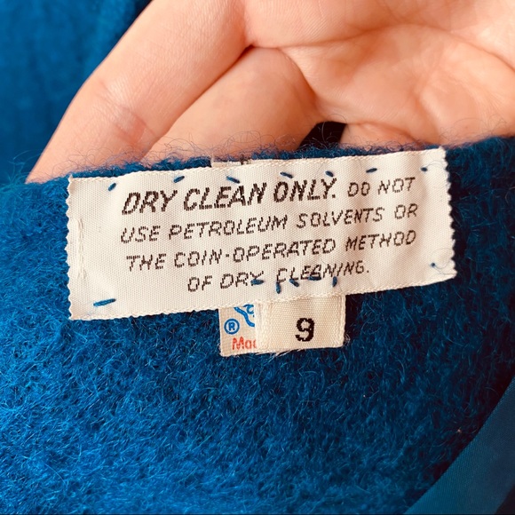 Vintage 80's Pauline Trigere Wool Mohair Coat Blue - Picture 14 of 16